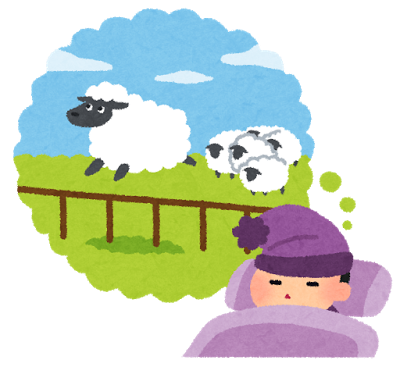 Someone asleep, counting sheep as they jump a fence